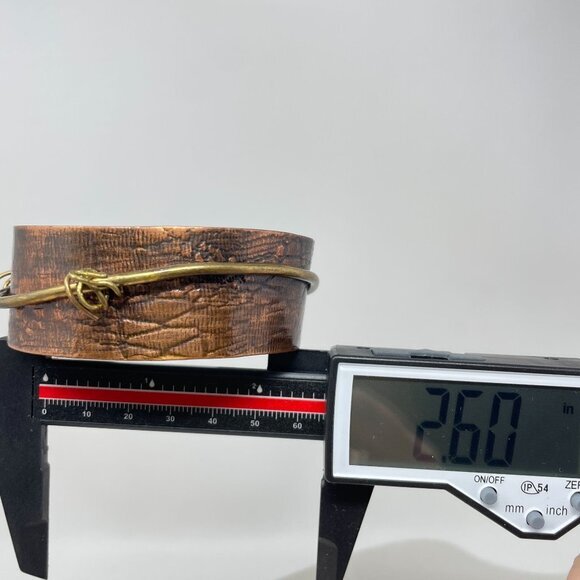 Handcrafted Adjustable Copper & Brass Cuff Bracelets Rustic Minimalist Artsy - Picture 15 of 16